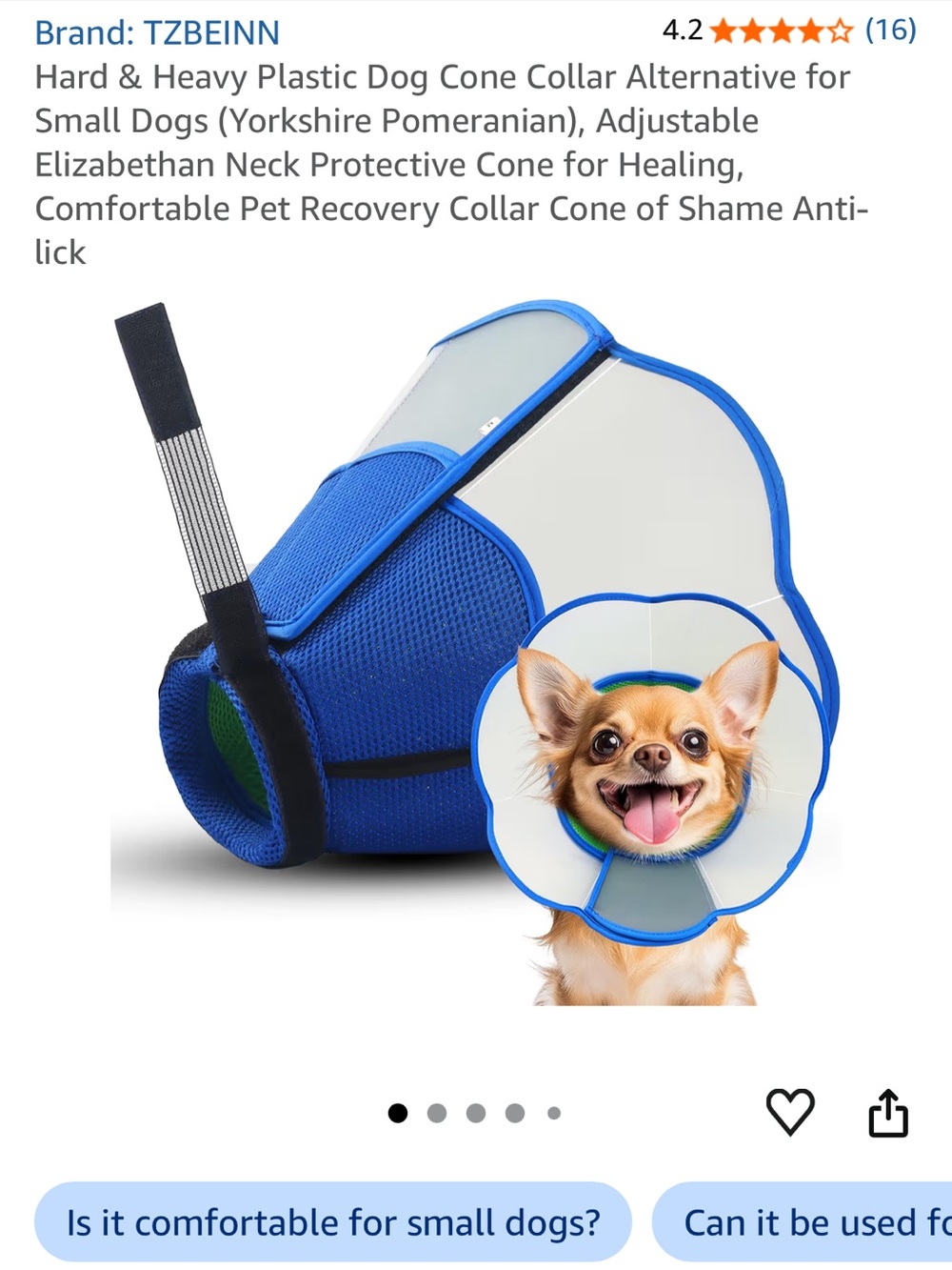 Small Blue Pet Recovery Cone - Hard Plastic Cone